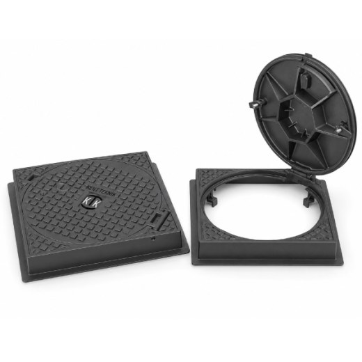 Döküm Rögar Kapağı Takımı Ø600 mm (kare çerçeve) Kare Çerçeveli B125 - Aykomsan Döküm döküm altyapı ürünü