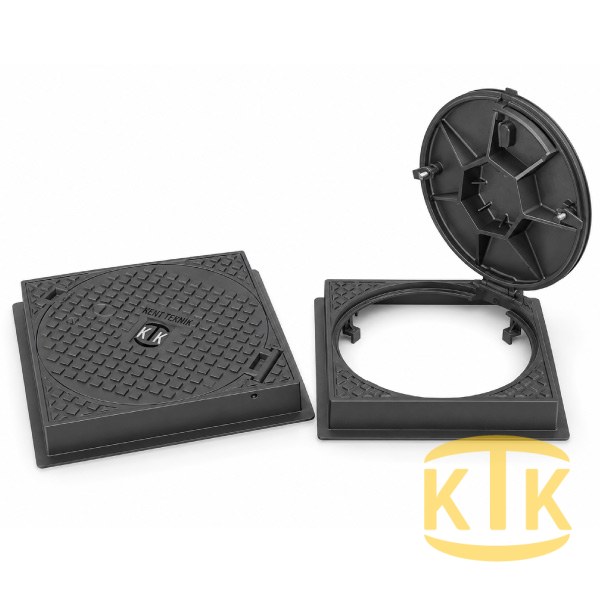 Döküm Rögar Kapağı Takımı Ø600 mm (kare çerçeve) Kare Çerçeveli C250 - Aykomsan Döküm