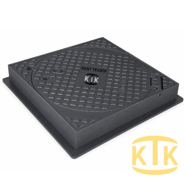 Döküm Rögar Kapağı Takımı Ø600 mm (kare çerçeve) Kare Çerçeveli C250 - Aykomsan Döküm döküm altyapı ürünü