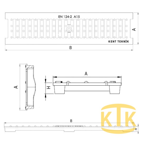 Döküm Yağmur Suyu Izgarası 125x500x20 mm C250 - Aykomsan Döküm