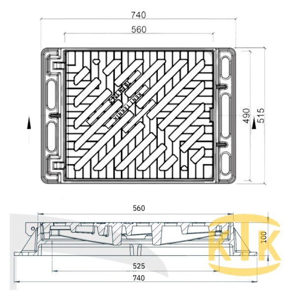 Döküm Yağmur Suyu Izgara Takımı 450x525 mm D400 - Aykomsan Döküm