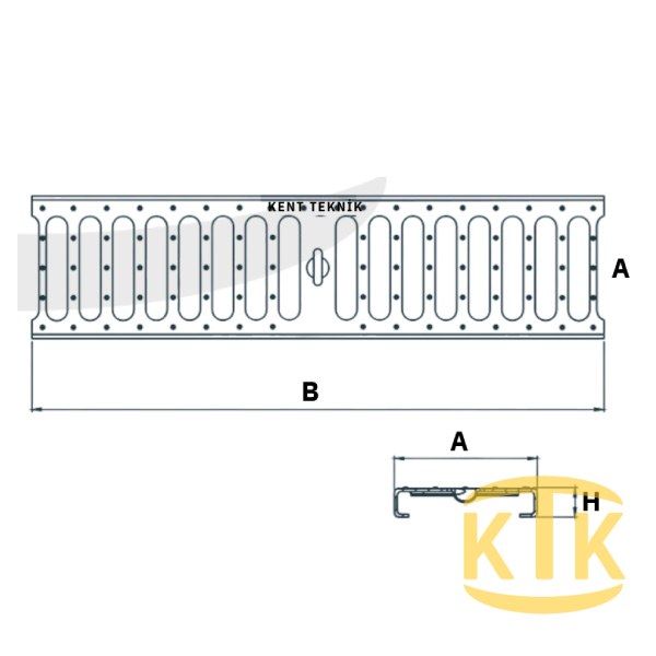 Paslanmaz/Galvaniz Kanal Izgarası 100x500x20 mm A15 - Aykomsan Döküm